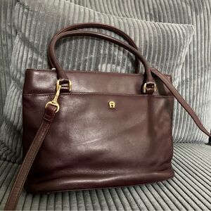 VINTAGE ETIENNE AIGNER:  Burgundy Tote Leather Shoulder Bag Handbag